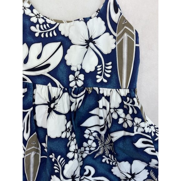 Kys Hawaiian Bungee Dress Girls 6 Blue Tropical Flowers  Hibuscus and Surfboard - Picture 3 of 7